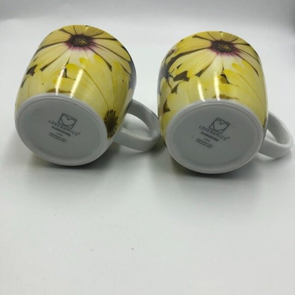 Loveramics Flowertime Set of 2 Teacups and Saucers Sunflower Theme Ceramic Mugs - Picture 4 of 12